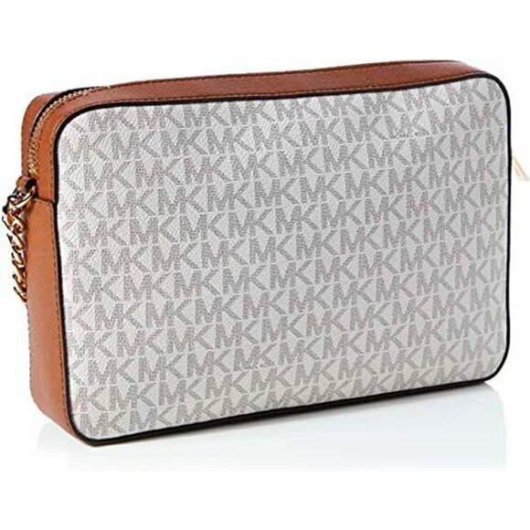 S Michael Kors Jet Set Logo EW Crossbody White 35F8GTTC3B Chain Acorn NWT $328 F - Picture 2 of 8